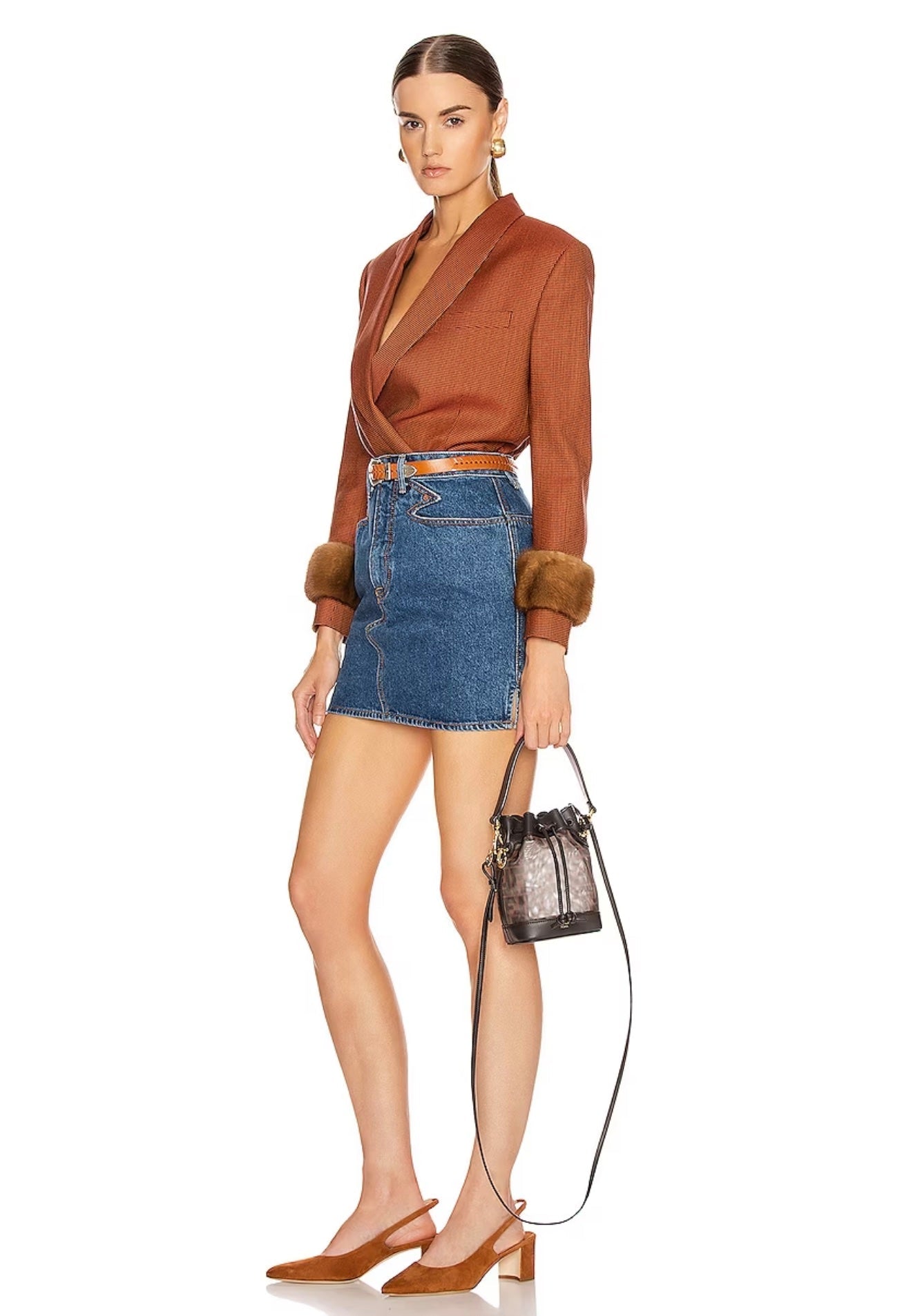 Fendi FF Vitello Grace MINI MON Tresor Bucket BAG