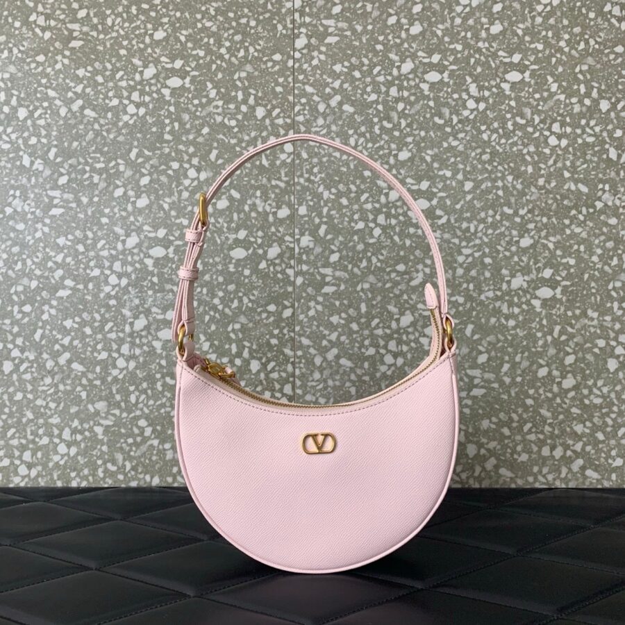 VA GARAVANI VLOGO mini HOBO bag pink calfskin 566879 | Studio Nafay