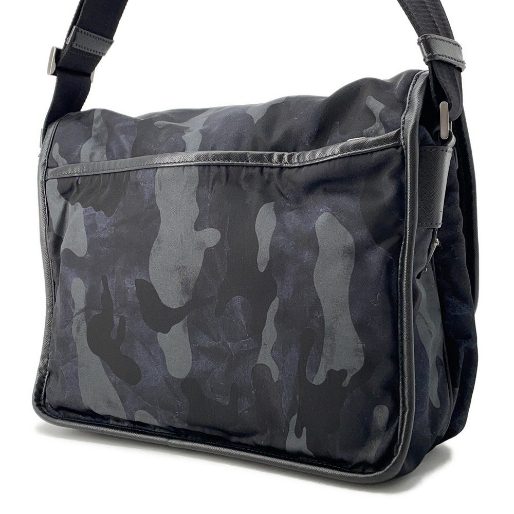 Prada Messenger Bag Navy/blackva0768 Nylon Leather