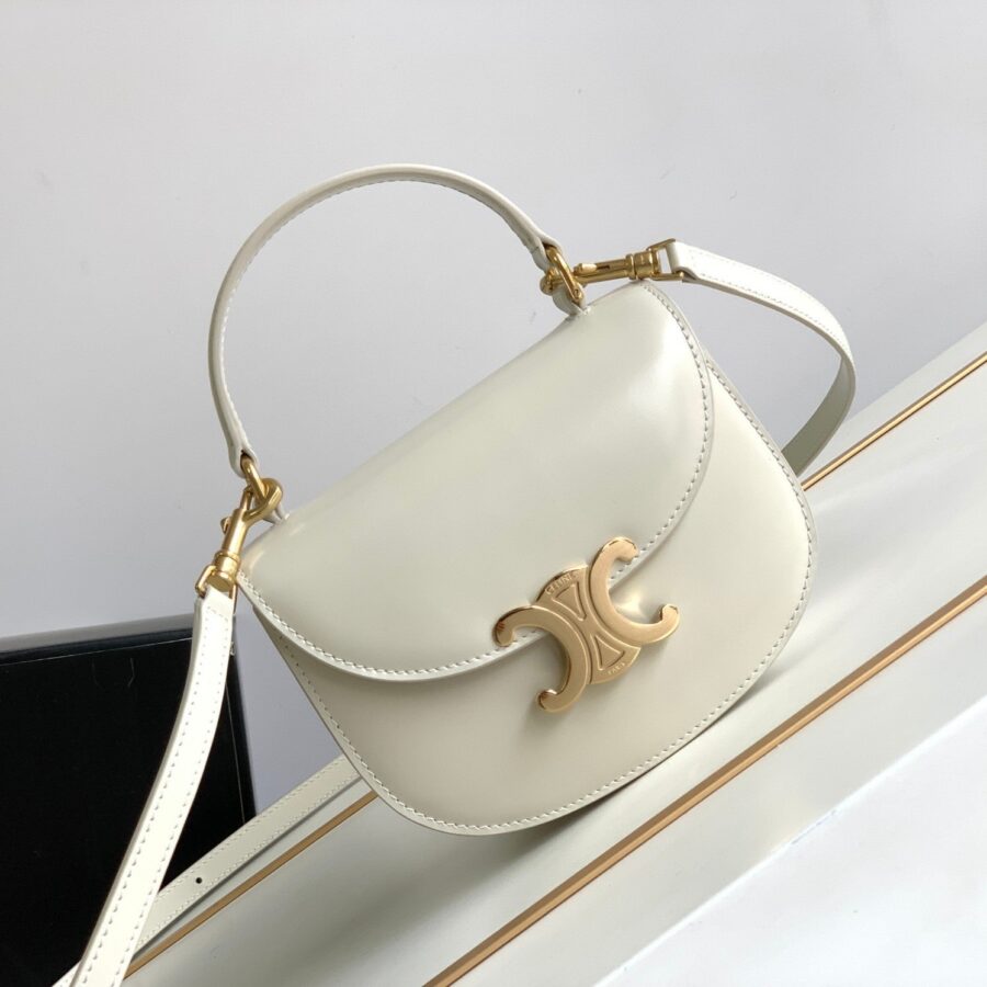 Celine Triomphe white bag – front view