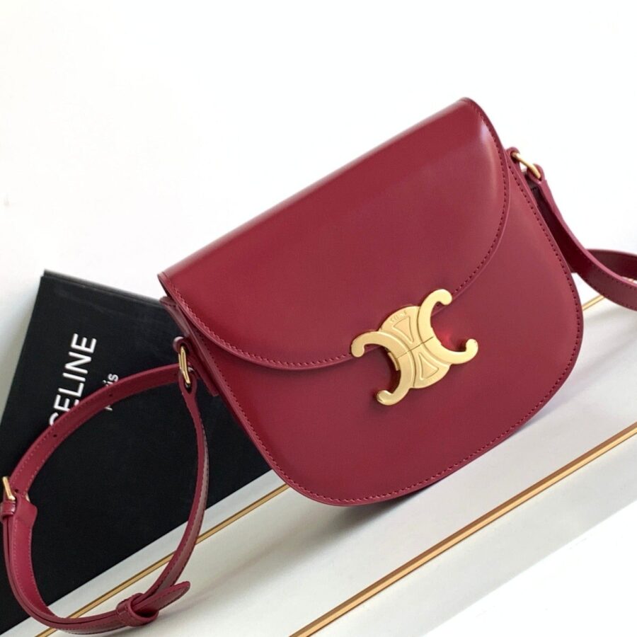 Celine Triomphe red bag – front view