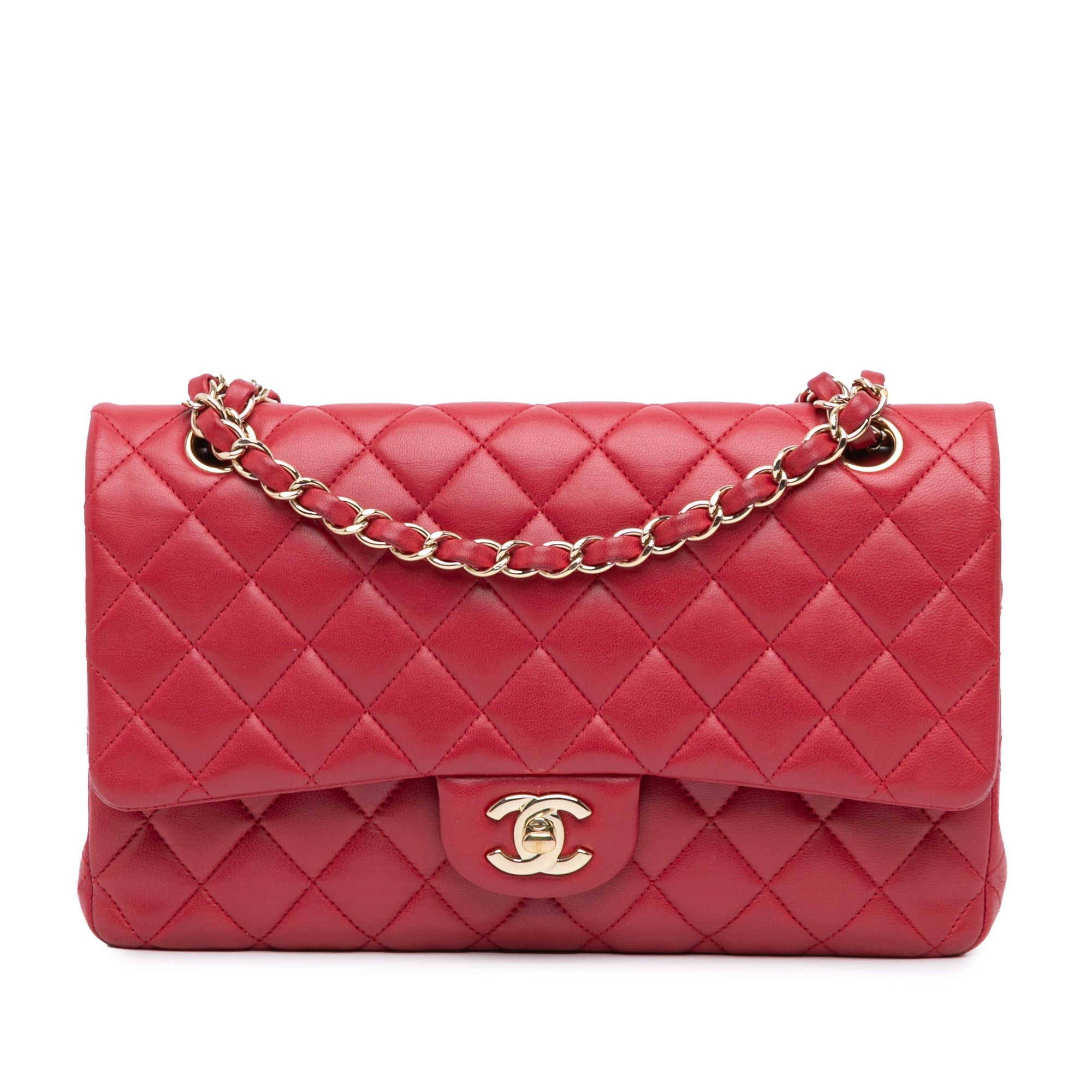 Pink Chanel Medium Classic Lambskin Double Flap Shoulder Bag