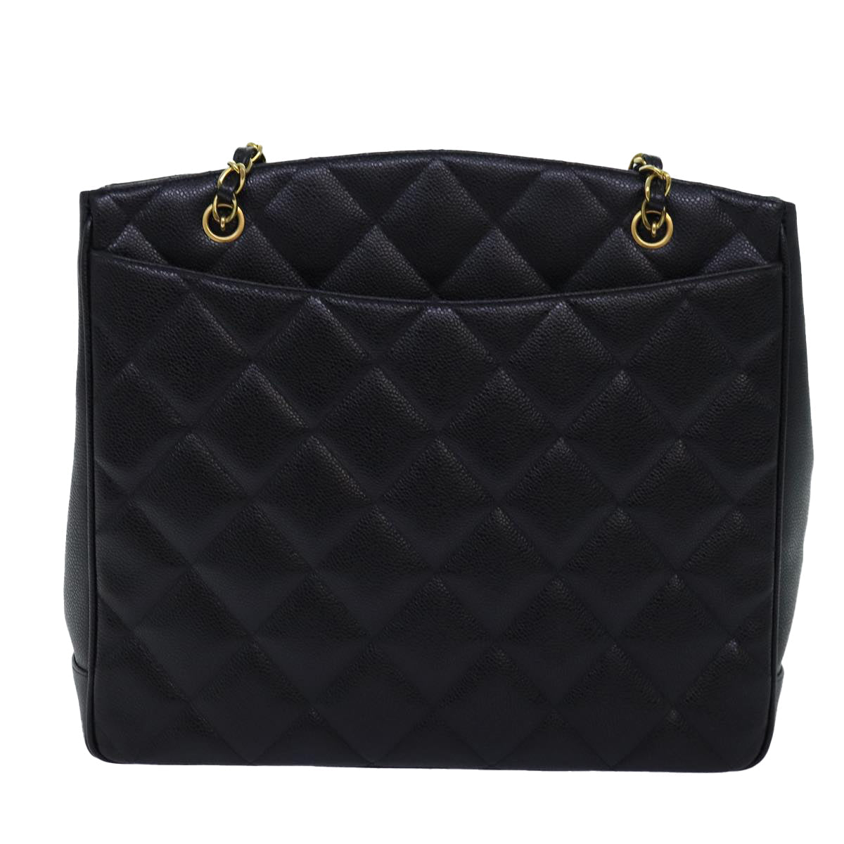 Chanel Big Matelasse Chain Shoulder Bag Caviar Skin Black CC Fma